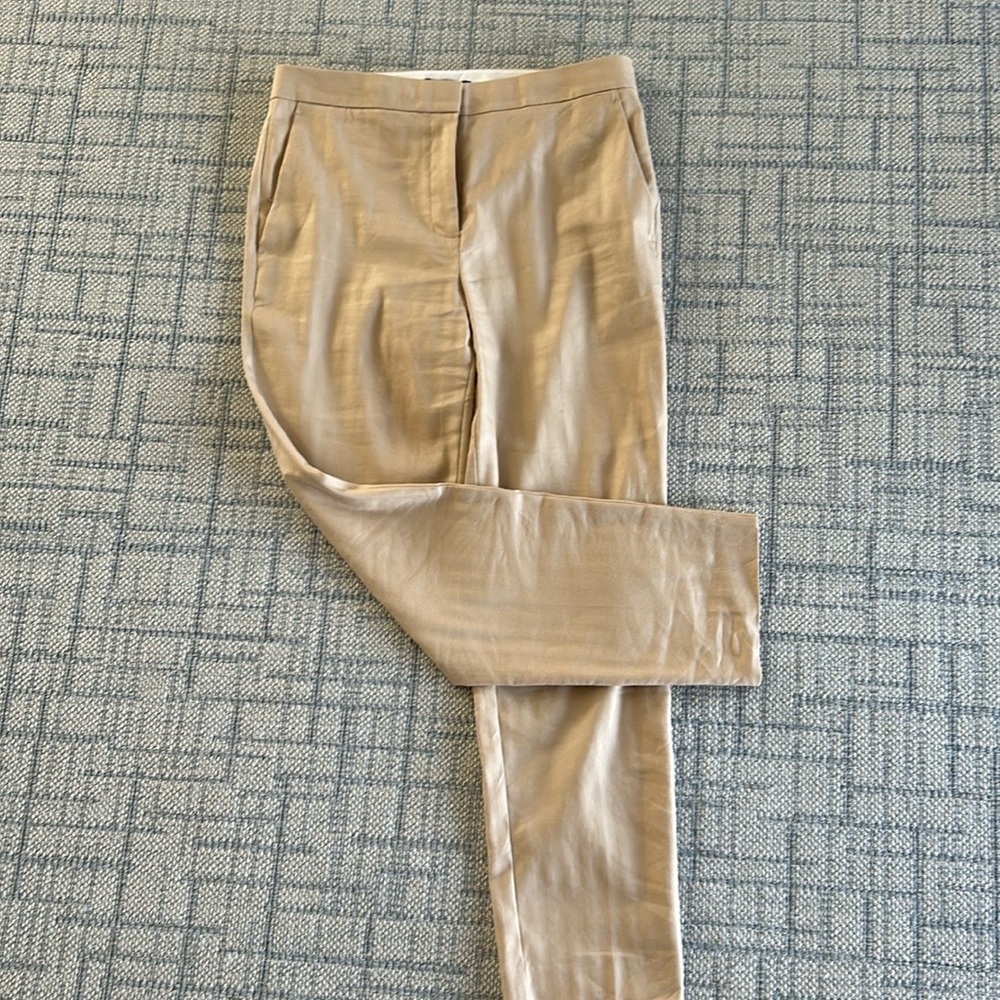 Ann Taylor Beige Straight-Leg Trousers